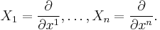 X_1 = \frac{\partial}{\partial x^1},\dots,X_n=\frac{\partial}{\partial x^n}.