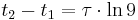 t_2-t_1=\tau\cdot{\ln 9}