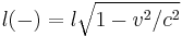  l(-) = {l\sqrt{1-v^2/c^2}} 