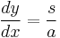 \frac{dy}{dx}=\frac{s}{a}\,