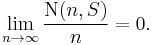 \lim_{n\to\infty} \frac{\mathrm{N}(n,S)}{n} = 0.