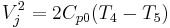 V_j^2=2 C_{p0} (T_4-T_5)