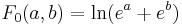 F_0(a, b) = \ln(e^{a} %2B e^{b})