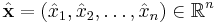 \hat{\mathbf{x}} = (\hat{x}_1,\hat{x}_2,\dots,\hat{x}_n) \in \mathbb{R}^n