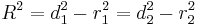 
R^{2} = d_{1}^{2} - r_{1}^{2} = d_{2}^{2} - r_{2}^{2}
