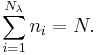 \sum\limits_{i=1}^{N_{\lambda}}{n_i} =N.