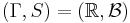 (\Gamma,S)=(\mathbb{R},\mathcal{B})