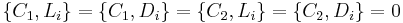 
\left\{ C_{1}, L_{i} \right\} = \left\{ C_{1}, D_{i} \right\} = 
\left\{ C_{2}, L_{i} \right\} = \left\{ C_{2}, D_{i} \right\} = 0
