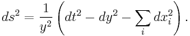 ds^2=\frac{1}{y^2}\left(dt^2-dy^2-\sum_idx_i^2\right).