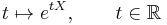 t \mapsto e^{tX}, \qquad t \in \mathbb R