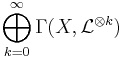 \bigoplus_{k=0}^\infty \Gamma (X, \mathcal L ^{\otimes k})