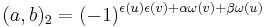 (a,b)_2 = (-1)^{\epsilon(u)\epsilon(v) %2B \alpha\omega(v) %2B \beta\omega(u)}