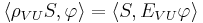 \langle \rho_{VU}S,\varphi\rangle = \langle S, E_{VU}\varphi\rangle