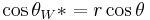 \cos{\theta}_W* = r \cos{\theta}