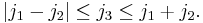 |j_1-j_2|\le j_3 \le j_1%2Bj_2. \, 