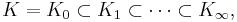  K = K_{0} \subset K_{1} \subset \cdots \subset K_{\infty}, 