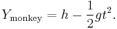 Y_{\rm monkey} = h - \frac{1}{2}gt^2.