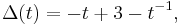 \Delta(t) = -t %2B 3 - t^{-1},\ 