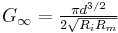 G_\infty=\tfrac{\pi d^{3/2}}{2\sqrt{R_i R_m}}