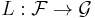 L:\mathcal{F}\to\mathcal{G}