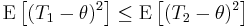 
\mathrm{E}
\left[
 (T_1 - \theta)^2
\right]
\leq
\mathrm{E}
\left[
 (T_2-\theta)^2
\right]
