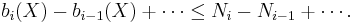  b_i(X) - b_{i-1} (X) %2B  \cdots \le N _i - N_{i-1} %2B \cdots. 