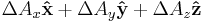 \Delta A_x \mathbf{\hat x} %2B \Delta A_y \mathbf{\hat y} %2B \Delta A_z \mathbf{\hat z} 