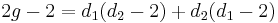 2g-2 = d_1(d_2-2) %2B d_2(d_1-2)