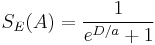 S_E(A) = \frac{1}{e^{D/a} %2B 1}