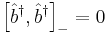 \left[\hat{b}^\dagger, \hat{b}^\dagger \right]_- = 0