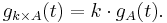 g_{k\times A}(t) = k\cdot g_{A}(t).