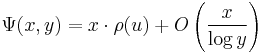  \Psi(x,y) = x\cdot \rho(u) %2B O\left(\frac{x}{\log y}\right)