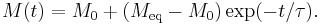  M(t) = M_0 %2B \left(M_\text{eq}-M_0\right)\exp(-t/\tau).