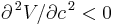 \partial^{\,2}V / \partial c^{\,2}<0