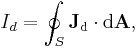  I_d = \oint_S \mathbf{J}_{\rm d} \cdot {\rm d}\mathbf{A} , \,\!