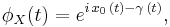 \phi_X(t) =  e^{i\,x_0\,(t)-\gamma\,(t)}, \!