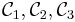 \mathcal{C}_{1},\mathcal{C}_{2},\mathcal{C}_{3}