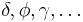 \delta, \phi, \gamma, \ldots