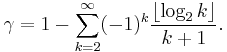  \gamma = 1 - \sum_{k=2}^{\infty}(-1)^k\frac{\lfloor\log_2 k\rfloor}{k%2B1}.