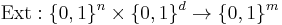  \text{Ext}: \{0,1\}^n \times \{0,1\}^d \rightarrow \{0,1\}^m \, 