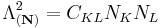 \Lambda_{(\mathbf N)}^2=C_{KL}N_KN_L\,\!