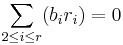 \sum_{2 \leq i \leq r} (b_ir_i) = 0