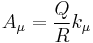 A_{\mu} = \frac{Q}{R}k_{\mu}