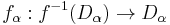 f_\alpha�: f^{-1}(D_\alpha) \to D_\alpha\,