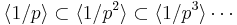 \langle 1/p \rangle \subset \langle 1/p^2 \rangle \subset \langle 1/p^3 \rangle \cdots