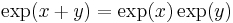 \textstyle \exp(x%2By) = \exp(x)\exp(y)