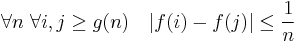 \forall n\  \forall i,j \ge g(n)\quad  |f(i) - f(j)| \le {1 \over n}
