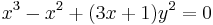 x^3-x^2%2B(3x%2B1)y^2=0\,