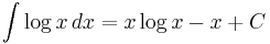 \int \log x\,dx = x \log x - x %2B C