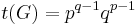 t(G)=p^{q-1}q^{p-1}